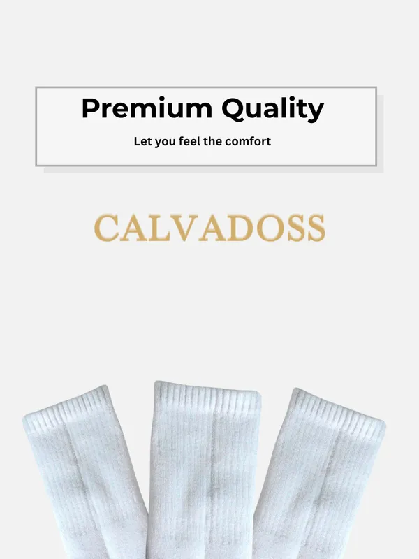 White_Cotton_Pack_Of_3_Solid_Design_Calf_Length_Socks_For_Unisex