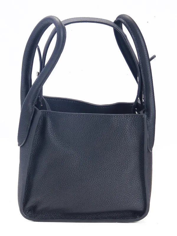 Calvadoss_Leather_Structured_Black_Handheld_Bag_With_Quilted