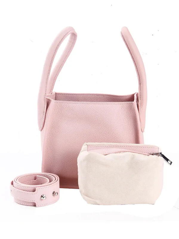 Calvadoss_Leather_Structured_pink_Handheld_Bag_with_Quilted