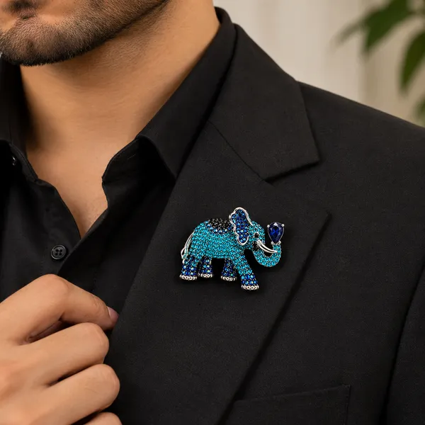 Calvadoss_Premium_Royal_Blue_Elephant_Brooch_Pin