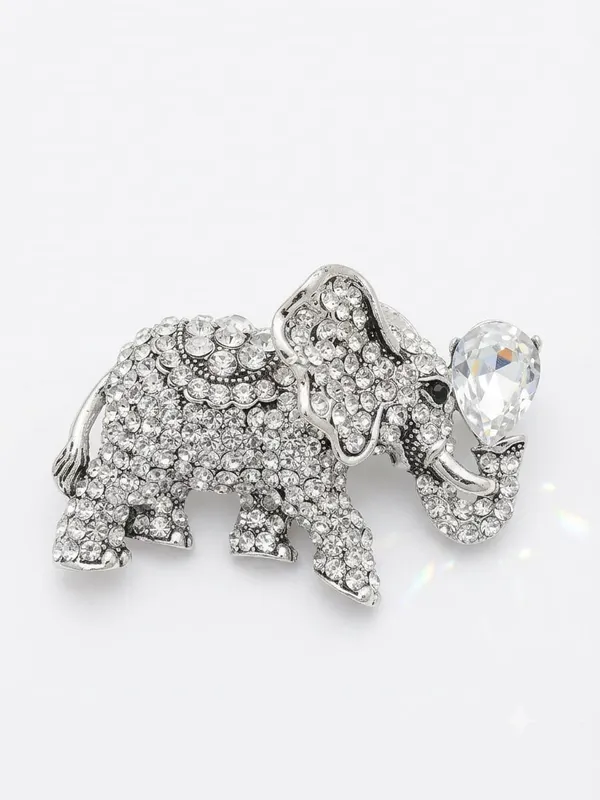Calvadoss_Silver_Majesty_Crystal_Elephant_Brooch
