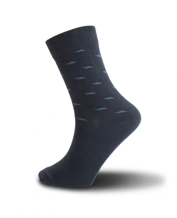 Black/Grey/Navy_Blue_Cotton_Pack_Of_3_Patterned_Design_Calf_Length_Socks_For_Unisex