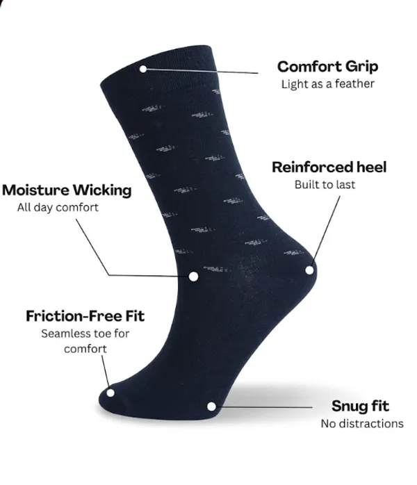 Black/Grey/Navy_Blue_Cotton_Pack_Of_3_Patterned_Design_Calf_Length_Socks_For_Unisex