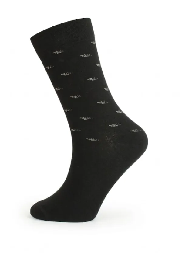 Black/Grey/Navy_Blue_Cotton_Pack_Of_3_Patterned_Design_Calf_Length_Socks_For_Unisex
