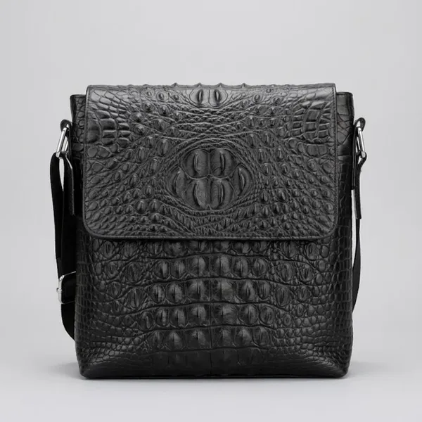 Calvadoss_Black_Leather_Croco_Sling_Bag