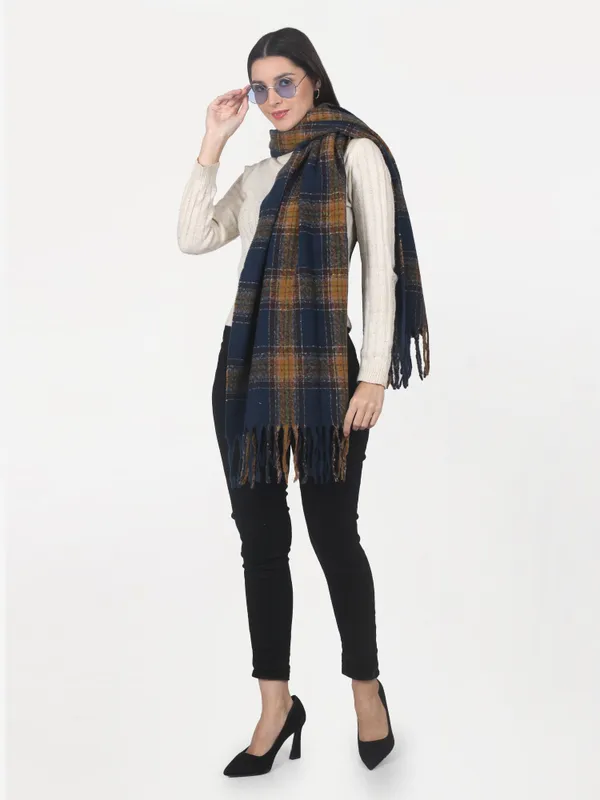 Multicolor_Checked_Fringed_Stole_For_Unisex