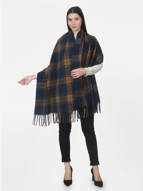Multicolor_Checked_Fringed_Stole_For_Unisex