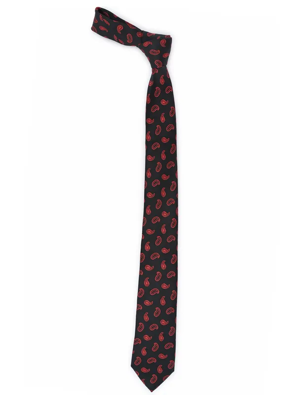 Calvadoss_Black_&_Red_Woven_Design_Broad_Tie