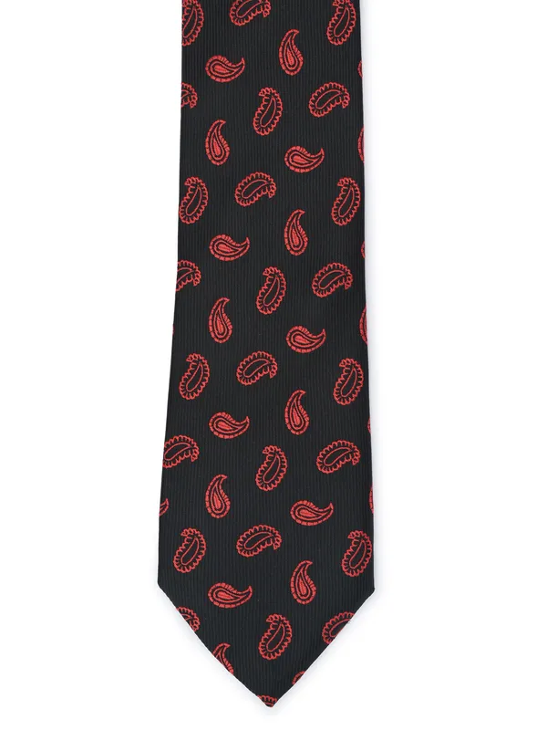 Calvadoss_Black_&_Red_Woven_Design_Broad_Tie