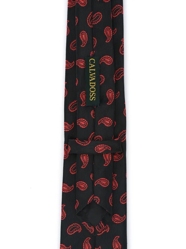 Calvadoss_Black_&_Red_Woven_Design_Broad_Tie