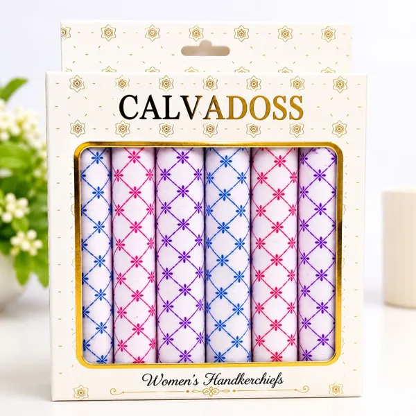 Calvadoss_Women's_Pure_Cotton_Floral_Grid_Handkerchief
