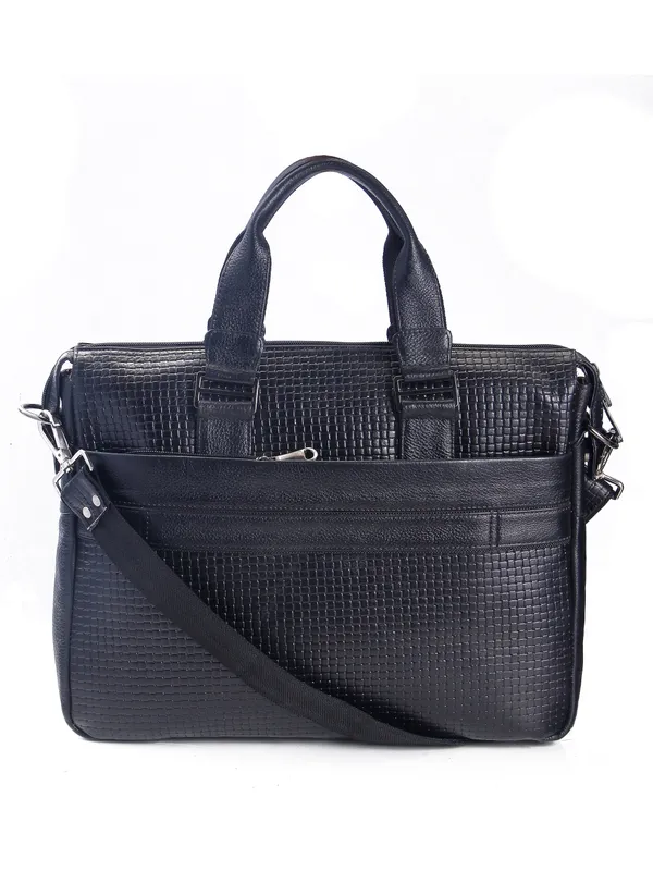 Calvadoss_Textured_Black_Leather_Laptop_Bag