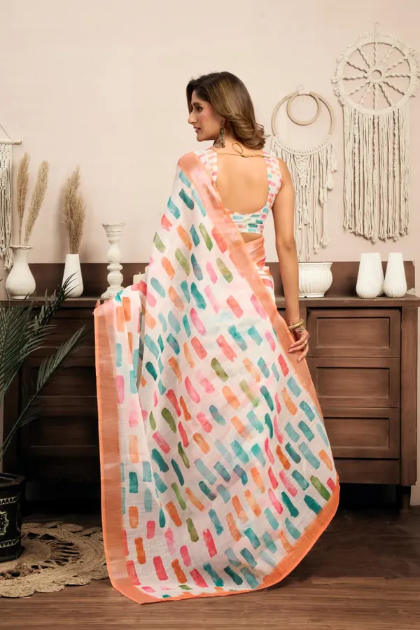 Soft_Peach_Cotton_Linen_Multicolor_Printed_1-Minute_Saree_With_Blouse_For_Women