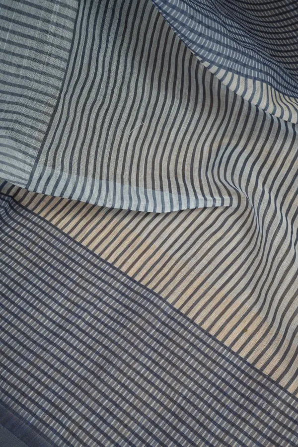 Blue_&_White_Cotton_Linen_Striped_Printed_1-Minute_Saree_With_Blouse_For_Women