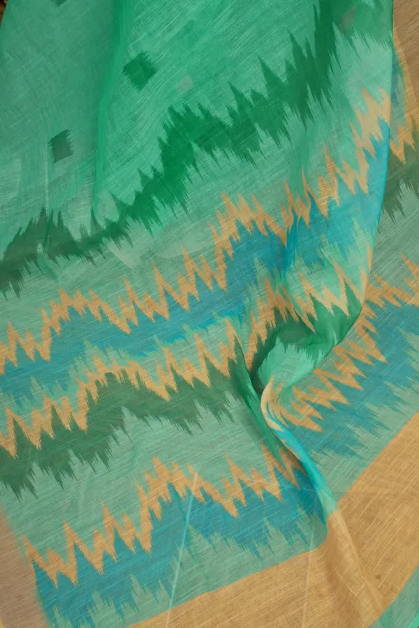 Light_Green_Elegant_Cotton_Linen_Printed_1-Minute_Saree_With_Blouse_For_Women