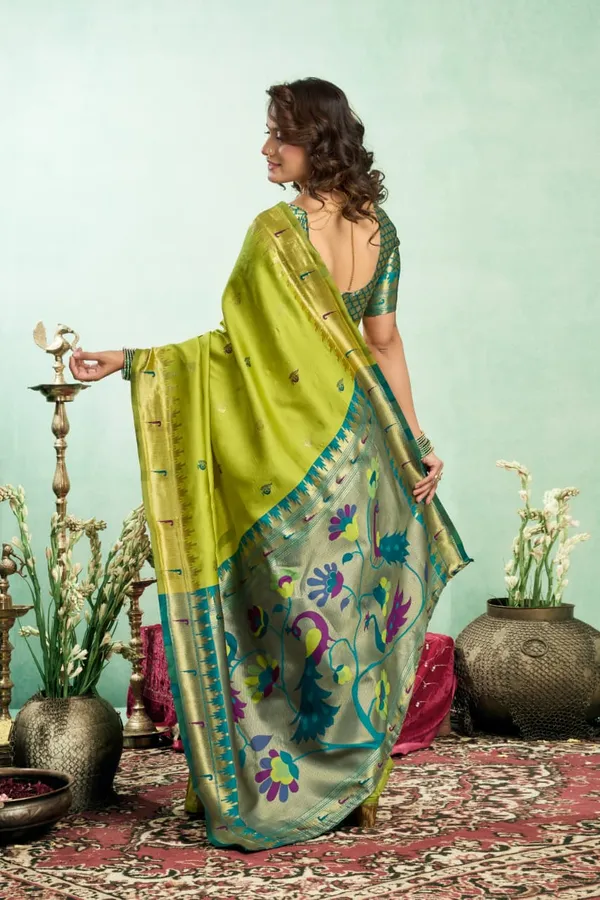Fresh_Lime_Green_Paithani_Silk_Saree_With_Elegant_Peacock_Motif_Pallu_For_Women