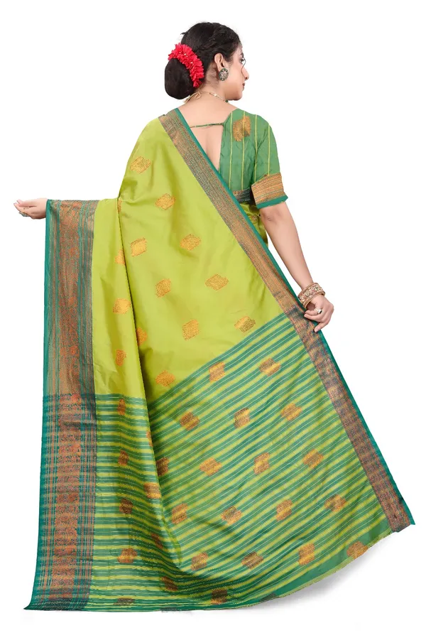 Lemone_Kanjivaram_Jacquard_Cotton_Silk_Saree_With_Wide_Banarasi_Zari_Border_For_Women