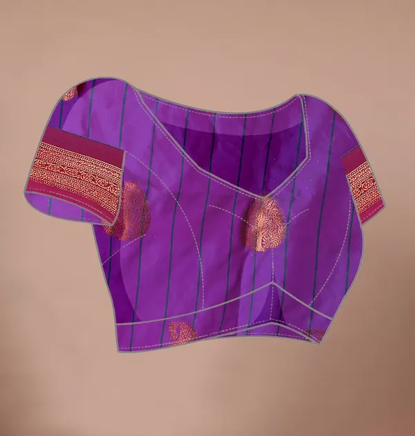 Sky_Rama_Stunning_Dual-Tone_Cotton_Silk_Kanjivaram-Style_Saree_With_Zari_Leaf_Motifs_&_Wide_Temple_Border_For_Women