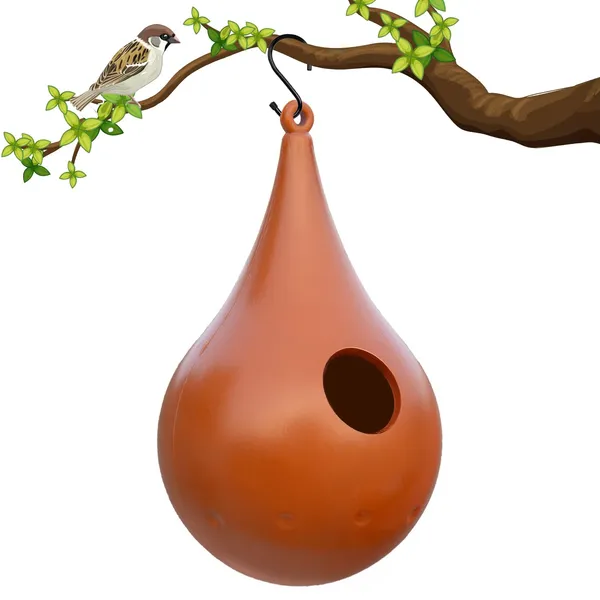 Rustic_Hanging_Bird_House_for_Small_Birds_|_Sparrow_Nest_Box_with_Drainage_Hole_|_Weatherproof_ABS_Bird_Home_with_Hook_&_Nesting_Material_|_Outdoor_Balcony_Garden_Bird_Shelter_(Pack_Of_1)