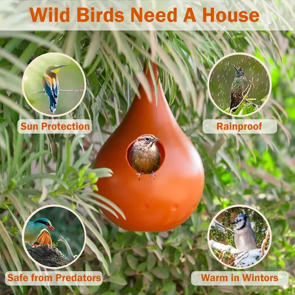 Rustic_Hanging_Bird_House_for_Small_Birds_|_Sparrow_Nest_Box_with_Drainage_Hole_|_Weatherproof_ABS_Bird_Home_with_Hook_&_Nesting_Material_|_Outdoor_Balcony_Garden_Bird_Shelter_(Pack_Of_1)