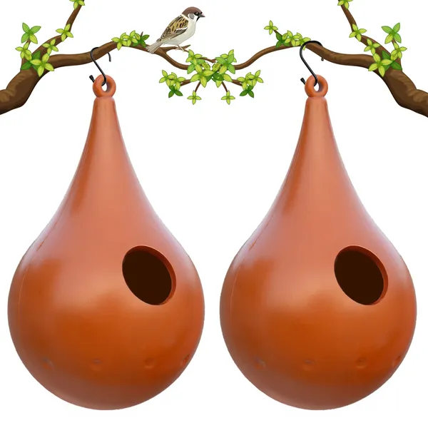 Rustic_Hanging_Bird_House_for_Small_Birds_|_Sparrow_Nest_Box_with_Drainage_Hole_|_Weatherproof_ABS_Bird_Home_with_Hook_&_Nesting_Material_|_Outdoor_Balcony_Garden_Bird_Shelter_(Pack_Of_2)