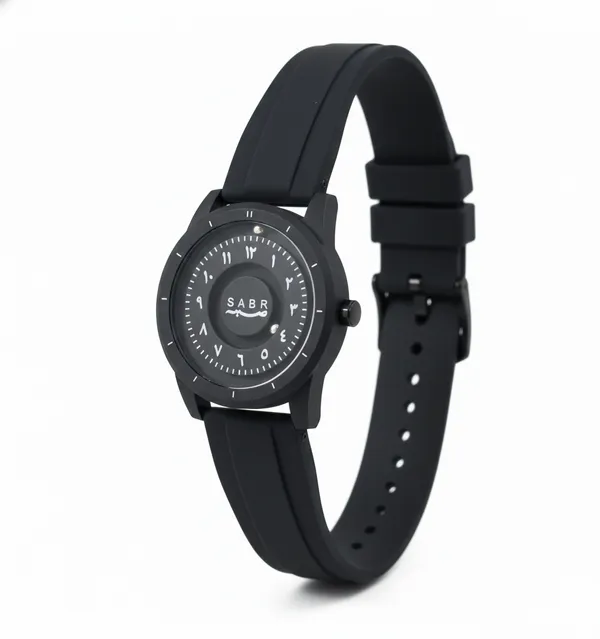 Men’s_Black_Magnetic_Arabic_Dial_Watch_–_Rubber_Strap_Minimalist_Quartz_Wristwatch