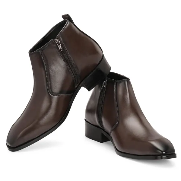 Brown_Synthetic_Leather_Boots_For_Men