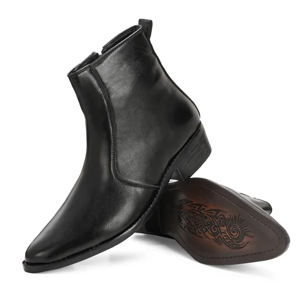 Black_Synthetic_Leather_Boots_For_Men