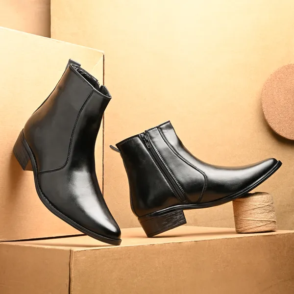 Black_Synthetic_Leather_Boots_For_Men