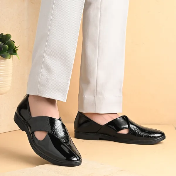 Black_Synthetic_Leather_Sandals_For_Men