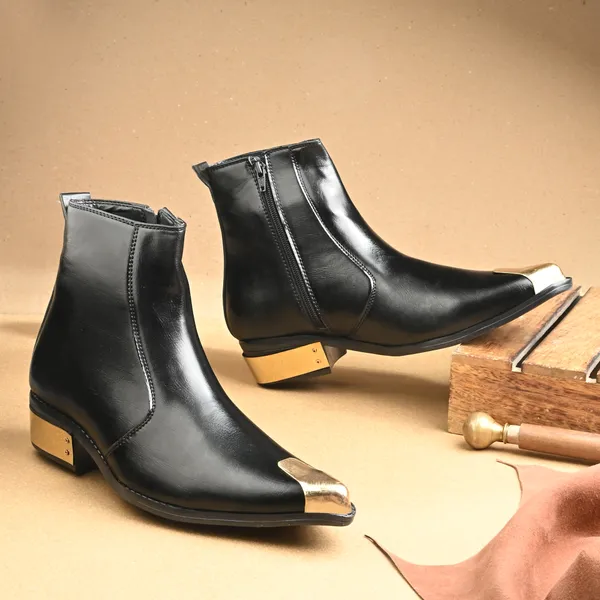 Black_Synthetic_Leather_Boots_For_Men