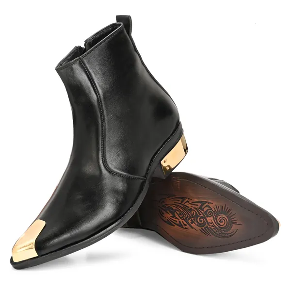 Black_Synthetic_Leather_Boots_For_Men
