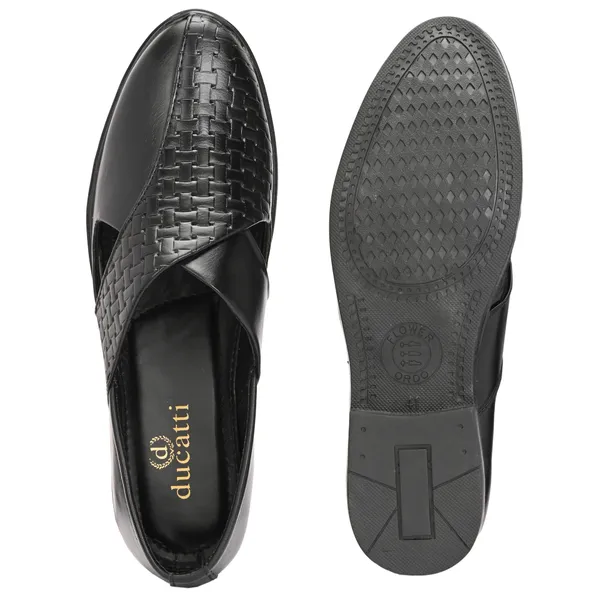 Black_Synthetic_Leather_Sandals_For_Men