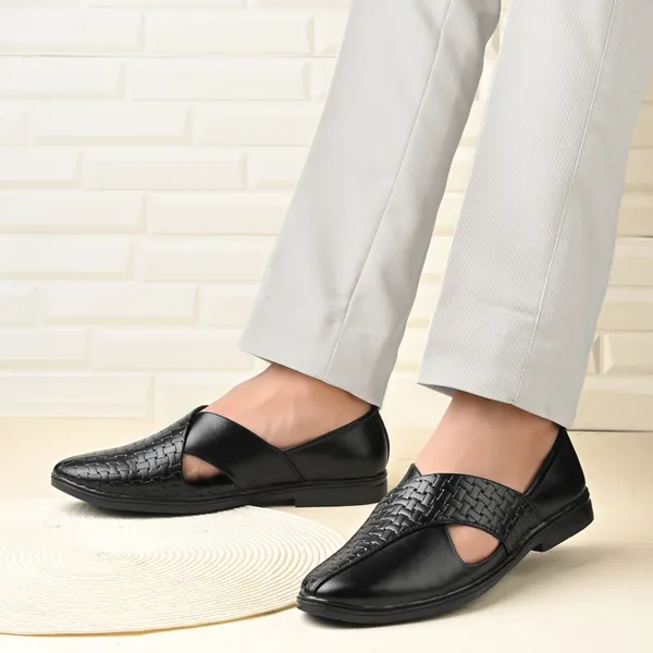 Black_Synthetic_Leather_Sandals_For_Men
