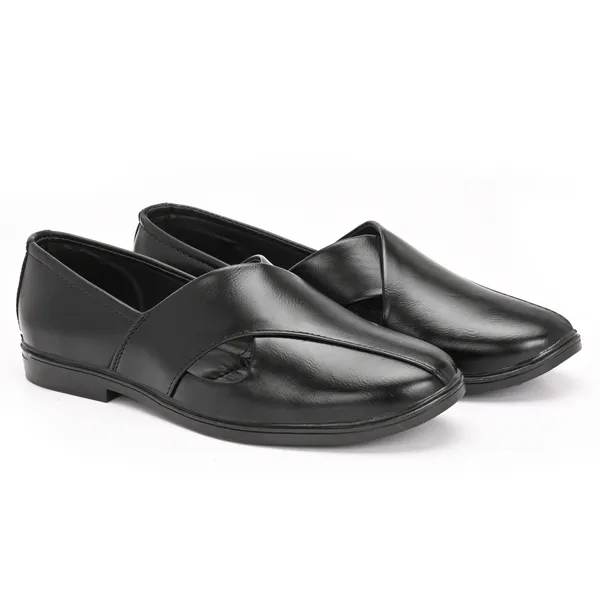 Black_Synthetic_Leather_Sandals_For_Men