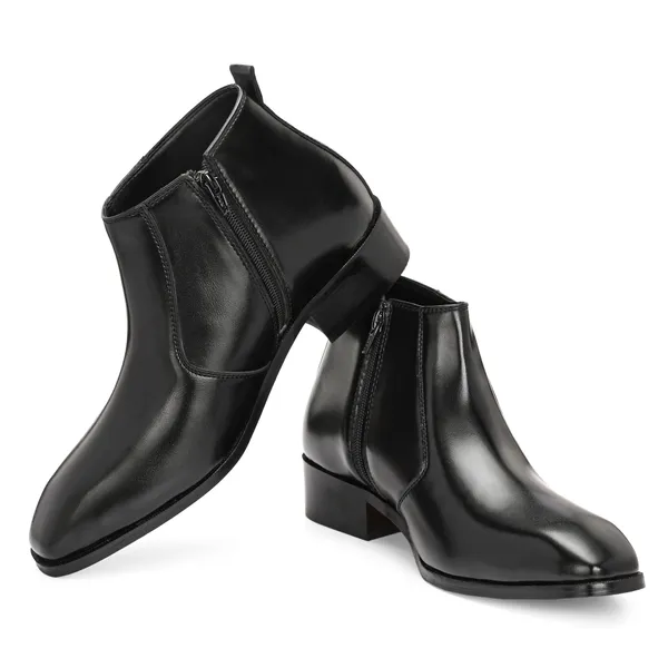 Black_Synthetic_Leather_Boots_For_Men