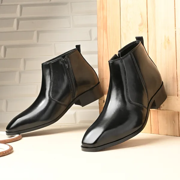 Black_Synthetic_Leather_Boots_For_Men
