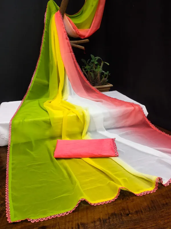 Gajri_Georgette_Sensational_Womens_Rainbow_Saree_For_Women