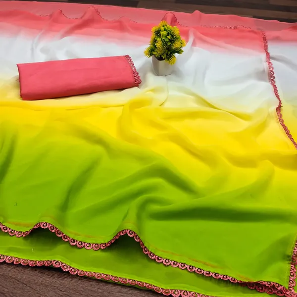 Gajri_Georgette_Sensational_Womens_Rainbow_Saree_For_Women