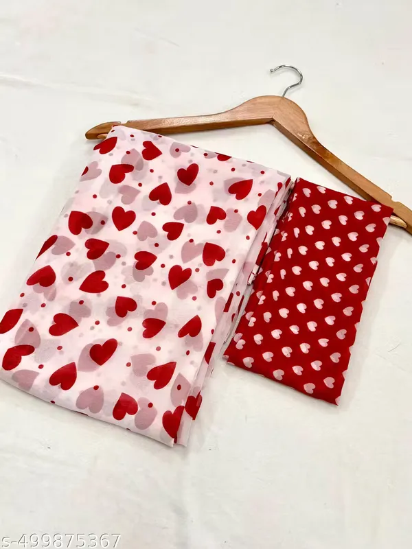 Red_Georgette_Beautiful_Heart_Print_Saree_For_Women