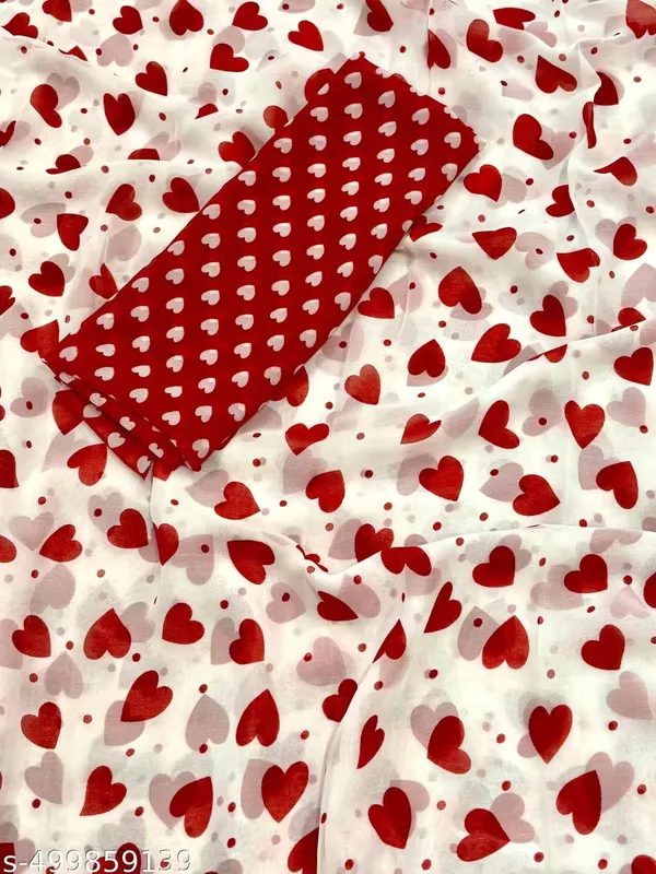 Red_Georgette_Beautiful_Heart_Print_Saree_For_Women