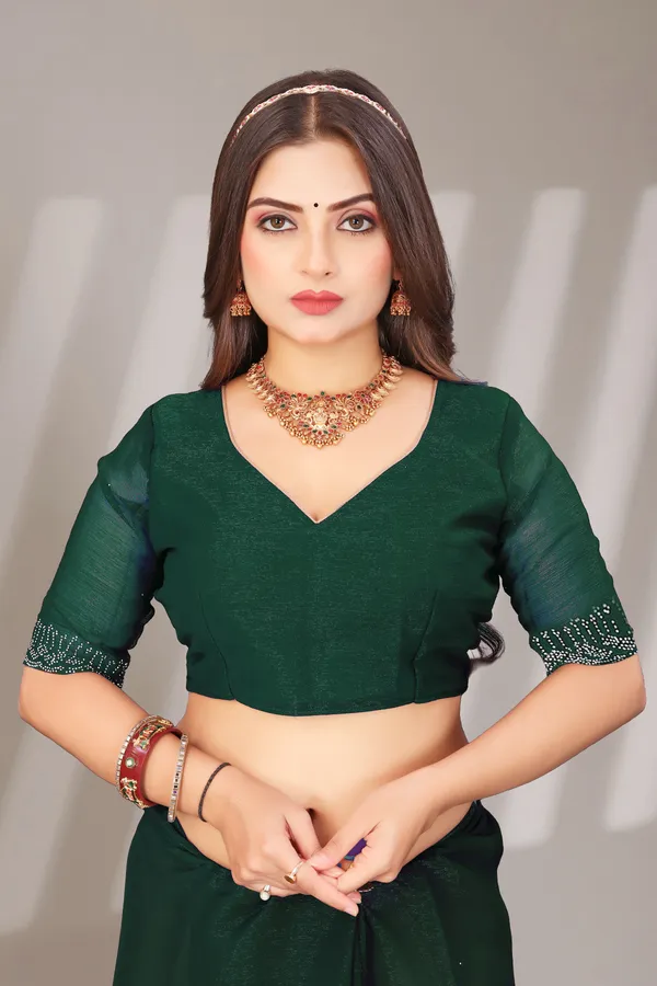 Green_Georgette_Beautiful_Party_Wear_Chiffon_With_Unique_Diamond_Work_Saree_For_Women