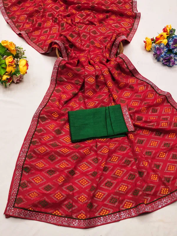 Red_Georgette_Festival_Wear_Traditional_Bandhani_Saree_For_Women