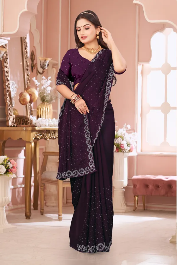 Purple_Georgette_Beautiful_Party_Wear_Chiffon_With_Unique_Diamond_Work_Saree_For_Women
