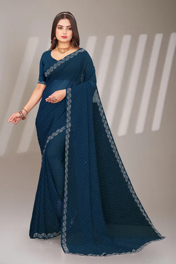 Blue_Georgette_Beautiful_Party_Wear_Chiffon_With_Unique_Diamond_Work_Saree_For_Women