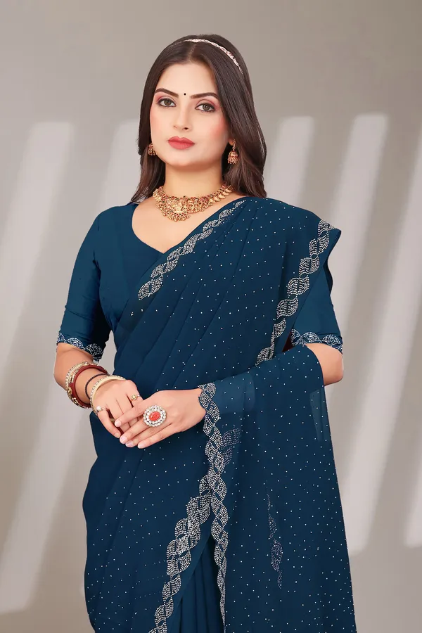 Blue_Georgette_Beautiful_Party_Wear_Chiffon_With_Unique_Diamond_Work_Saree_For_Women
