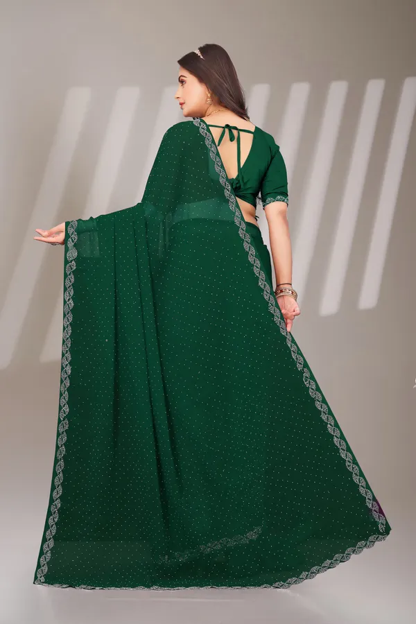 Green_Georgette_Beautiful_Party_Wear_Chiffon_With_Unique_Diamond_Work_Saree_For_Women