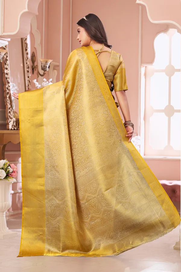Golden_Georgette_Attractive_Party_Wear_With_Beautiful_Golden_Border_Saree_For_Women