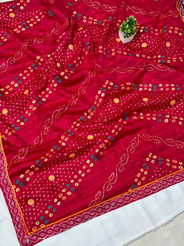 Red_Georgette_Traditional_Festival_Special_Bandhani_With_Unique_Lace_Work_Saree_For_Women