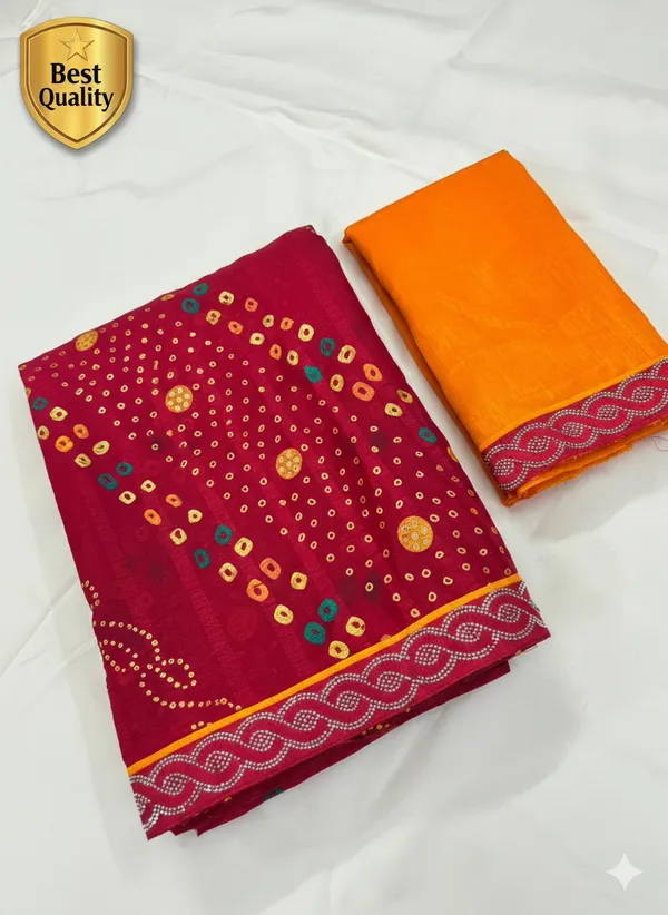 Red_Georgette_Traditional_Festival_Special_Bandhani_With_Unique_Lace_Work_Saree_For_Women
